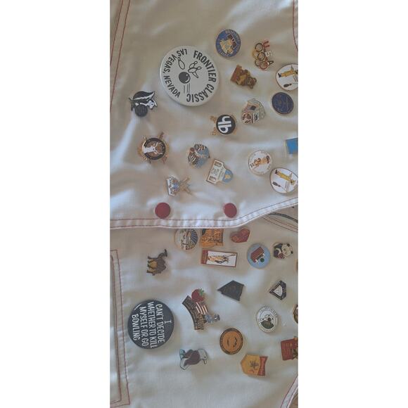 Vintage Elks Lady Vest- 55 unique pins- Bowling, 84 Olympics, more! 57 total - Picture 5 of 12
